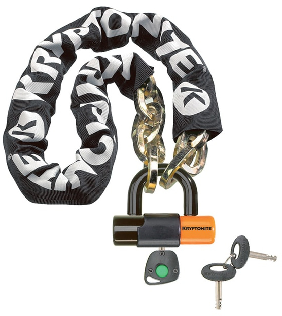Kryptonite New York Chain 12 mm100 with Ev Series 4 Disc Lock 14mm Sold Secure Gold 100 CM Black / Yellow